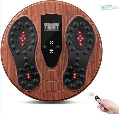 Infrared EMS & TENS Foot Stimulator, 4 Pads, Wood-Inspired, USB Rechargeable