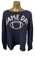 WOODEN SHIPS Paola Buendia GAME DAY Football Themed Pullover SWEATER Size Small