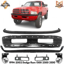Front Bumper Primed & Fog Light Assembly Kit For 1994-2002 Dodge Ram 1500 2500