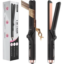 360° Airflow Styler Curling Iron - 1.25 Inch Hair Straightener and Curler 2 i...