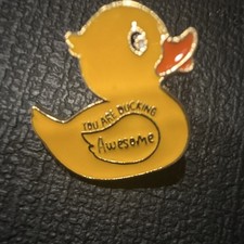 Yellow Duck Humorous Pinback Button – 'You Are Ducking Awesome' Funny Gift Idea