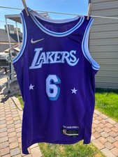 LeBron James #6 Lakers 75th NBA Anniversary City Edition Authentic Jersey Sz 48
