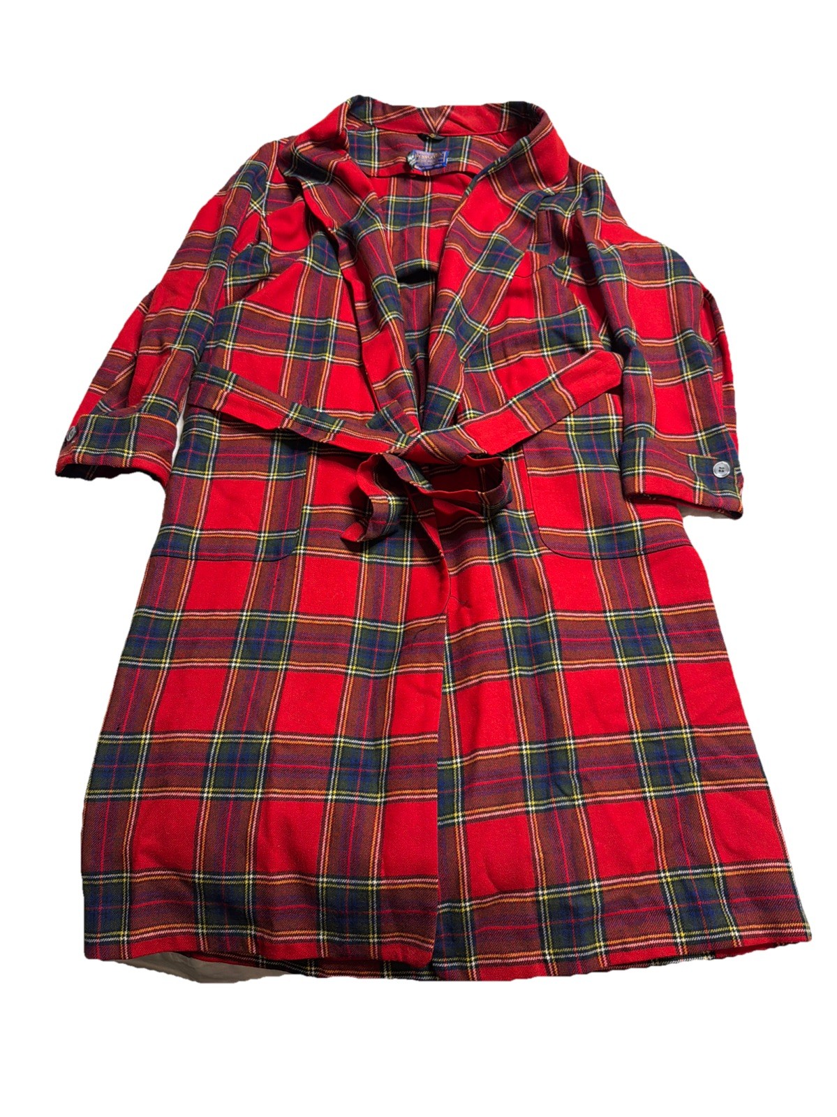 Pendleton Woolen Robe Plaid Medium Red Black Pure… - image 1