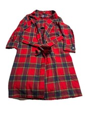 Pendleton Woolen Robe Plaid Medium Red Black Pure Virgin Wool Made In USA N