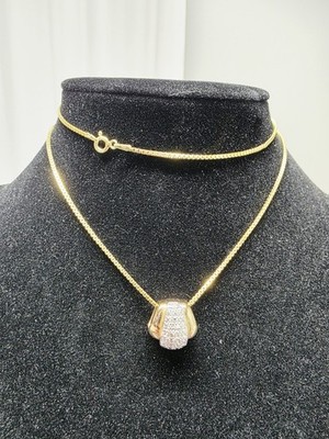 GOLDFARBEN STERLINGSILBER ROSS SIMONS KUPPEL DIAMANT ILLUSION ANHÄNGER MIT 24'' KETTE