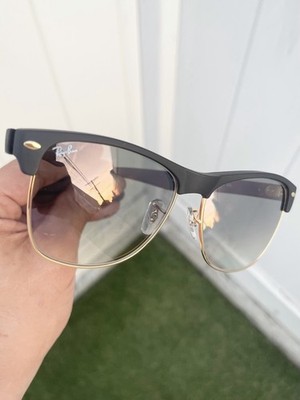 New Ray Ban Clubmaster Oversized RB4175 4175 Black Gray Gradient Lens Size 57/16