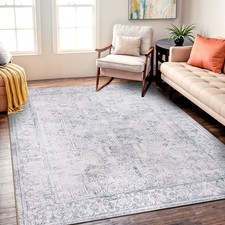 Rugshop Area Rug Vintage Inspired Distressed Machine Washable Non Slip Rugs 5x7