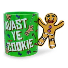 Shrek Gingerbread Man "Avast Ye Cookie" Ceramic Mug With Sculpted Handle