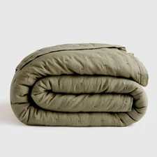 New Quince European Linen Dream Quilt Twin Willowleaf Green New