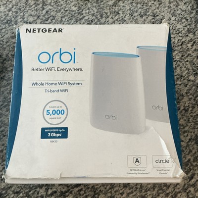 NETGEAR Orbi AC3000 Tri-band Whole Home Mesh WiFi System RBK50 2-Pack open box