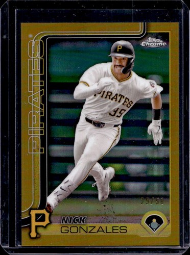2025 Topps cromo Nick Gonzales refractor de oro #29/50 Piratas