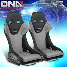 Pair Fiberglass Frame Fixed Bucket Racing Seats W Bottom Brackets Blacksilver