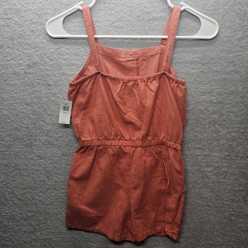 Old Navy Girls Sz S (6/7) Sleeveless Tie-Front Romper Sunset Flame Orange New - Picture 8 of 10