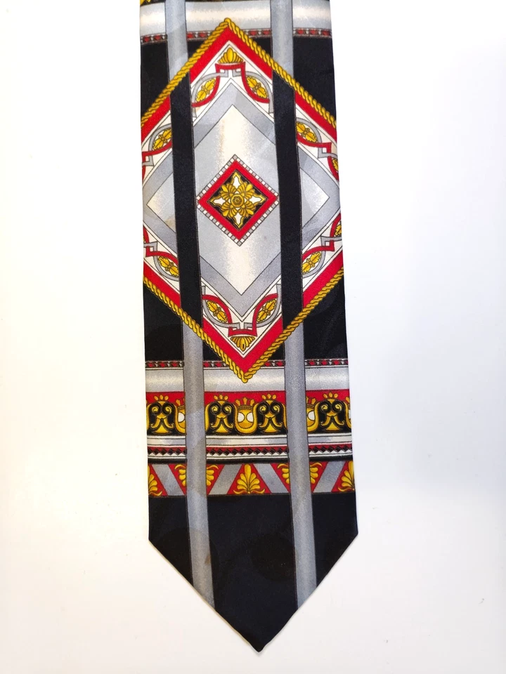 Corbata clásica vintage de hombre con patrón Enrico Venturi Versace @58" de longitud 100 % seda Foto 2 de 4