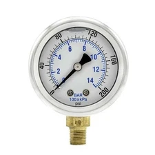 Pic Gauges 201L-208G Industrial Pressure Gauge, 0 To 200 Psi, 2 In Dial, 1/8 In