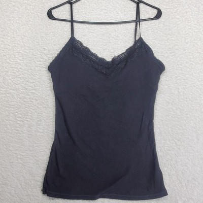Aeropostale Women's Cami Top XL Black Stretch Lace Trim Y2K Preppy Elena Gilbert