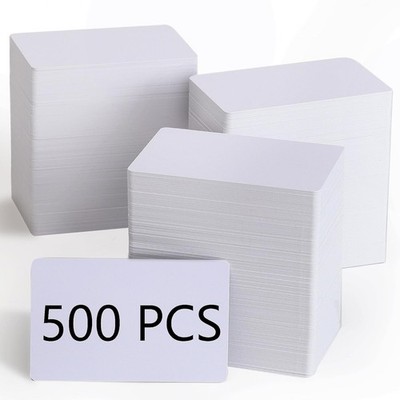 500 Pack Blank White PVC ID Cards - CR80 30 Mil Plastic Cards for Photo ID Ba...