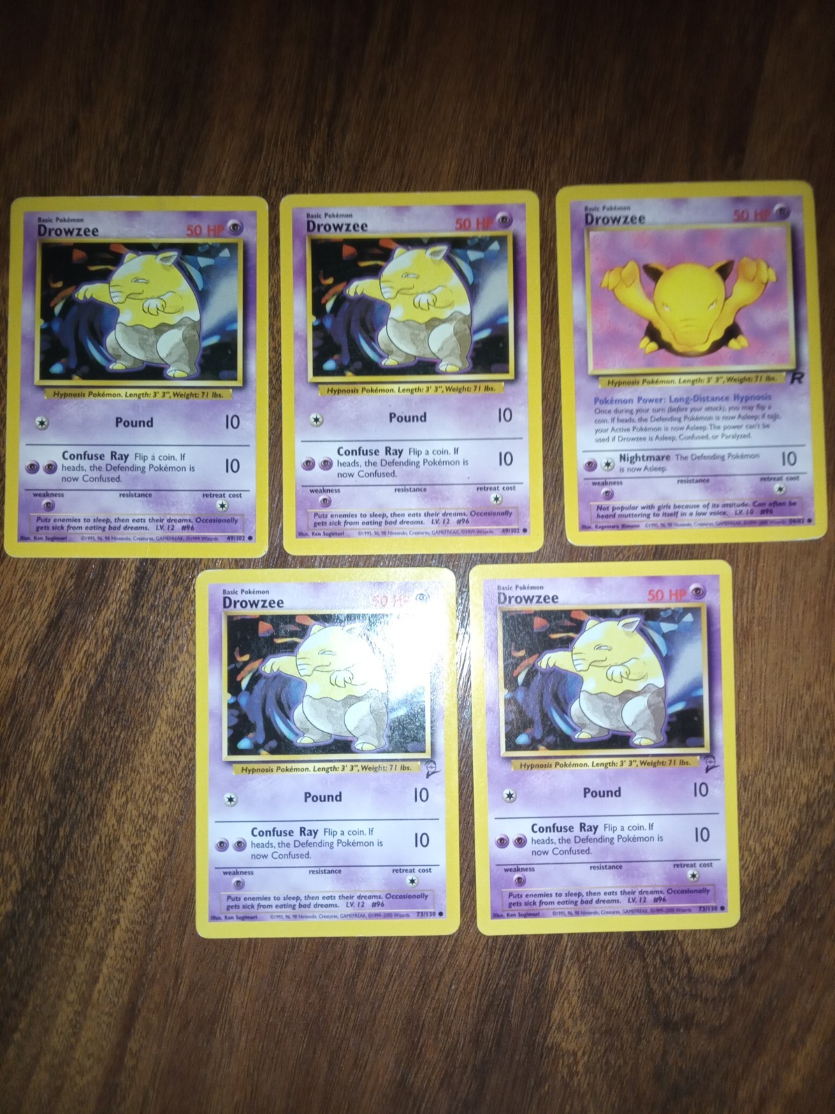 Pokémon TCG WOTC Drowzee 49/102 x2, Drowzee 54/82 x1 & Drowzee 73/130 x2 Lot