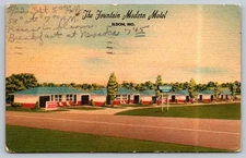 Vintage 1954 Fountain Modern Motel Eldon MO Postcard with Handwriting