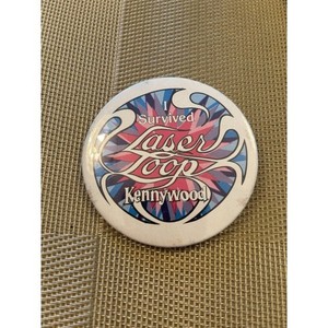 I Survived The Laser Loop Kennywood Amusement Park Roller Coaster 1980's Pinback