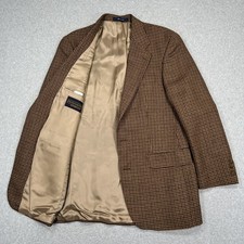 Polo University Club by Ralph Lauren Blazer Sz 40T Tall Brown Houndstooth Wool