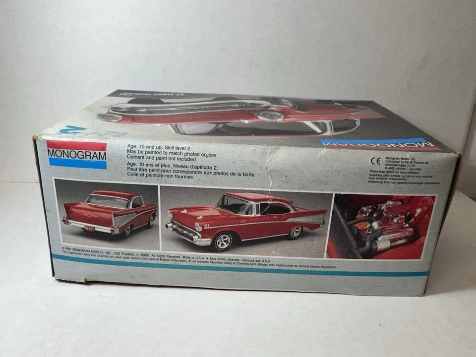 Monogram 1957 Chevy Hardtop #2225 1:24 Model Kit 1991 (COMPLETE / READ) - Image 2 of 4
