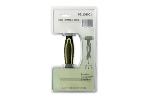Terre Products Double Faced Rubber Mallet Hammer, Built-in Multi Bit Screwdriver - Picture 8 of 9