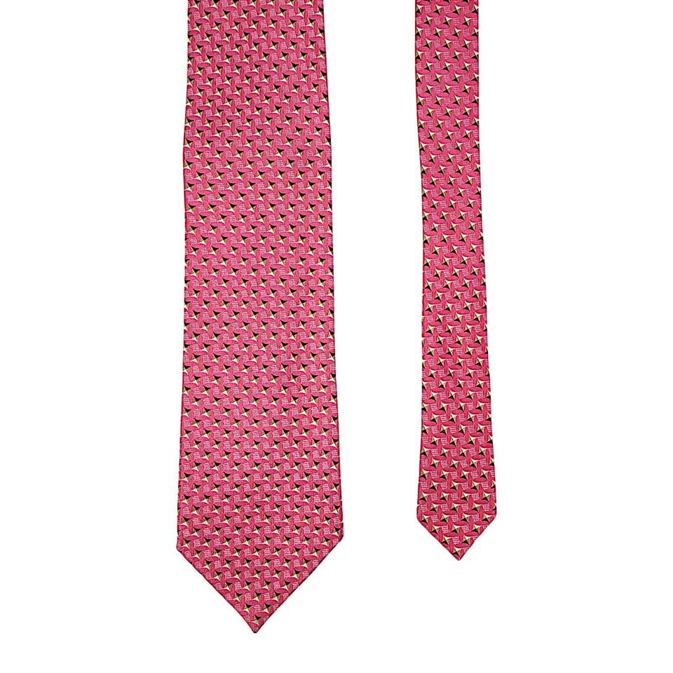 Corbata para hombre ERMENEGILDO ZEGNA 100 % seda geométrica multicolor hecha en Italia de colección Foto 3 de 4