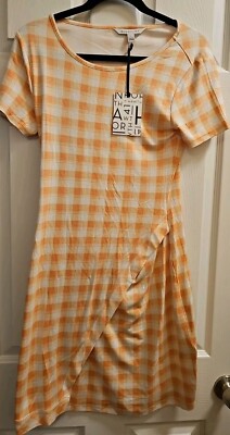Brigitte Peach Gingham Knit Dress by 41 Hawthorn - Size S, NWT (Stitch Fix)
