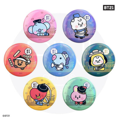 BTS BT21 Official Authentic Goods Can Badge Hanbok Ver 7SET + Tracking Number