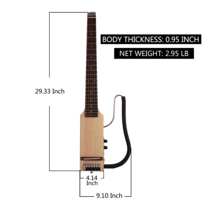 portable Full scale length electric acoustic guitar Headless silent travel