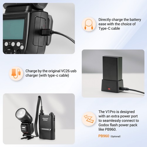 US Godox V1 V1Pro C TTL HSS Li-ion Round Head Camera Flash Speedlite for Canon - Picture 6 of 20