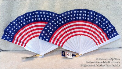 2 NEW 4th FOURTH OF JULY PATRIOTIC FOLDABLE FANS AMERICAN FLAG THEME | eBay