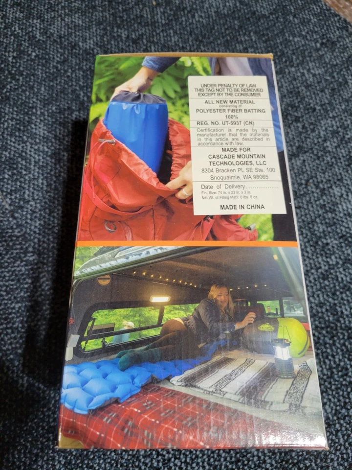 Cascade Mountain Tech insulated Sleeping Pad  74x 23" Blue with pillow  - Image 2 of 4