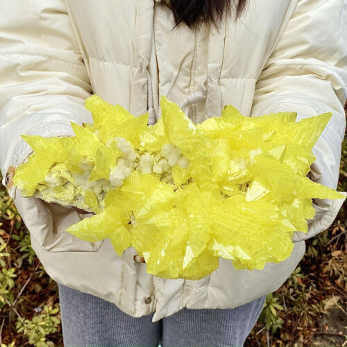 5.9LB Rare yellow sulfur crystal quartz crystal mineral specimen - 第 3/13 張圖片