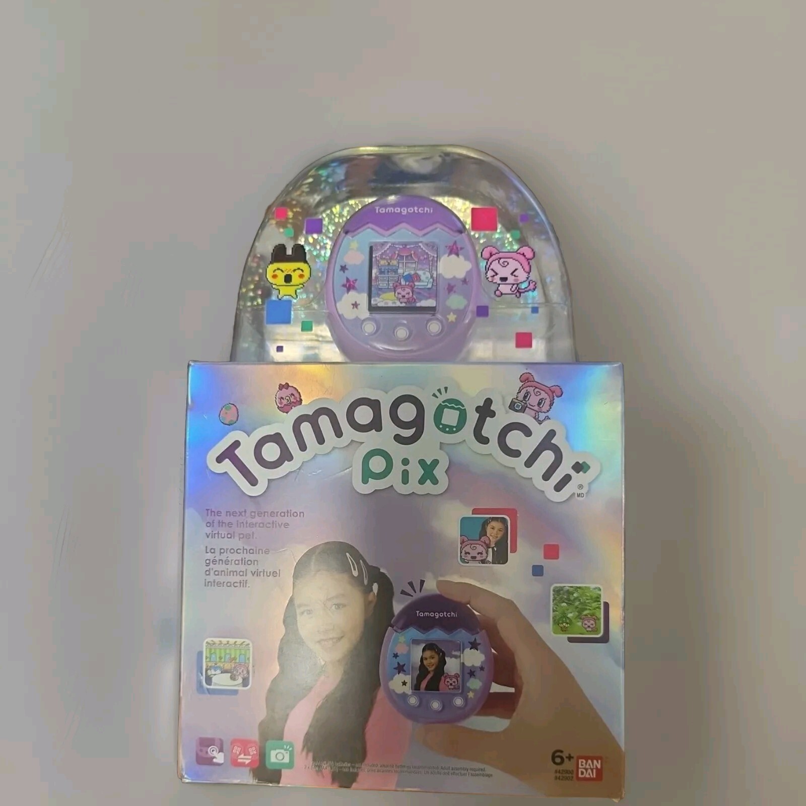 Tamagotchi Pix Sky Purple Virtual Digital Pet with Camera-image