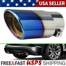 Auto Car Exhaust Pipe 1 Tip Rear Tail Throat Muffler Stainless Steel Round Blue