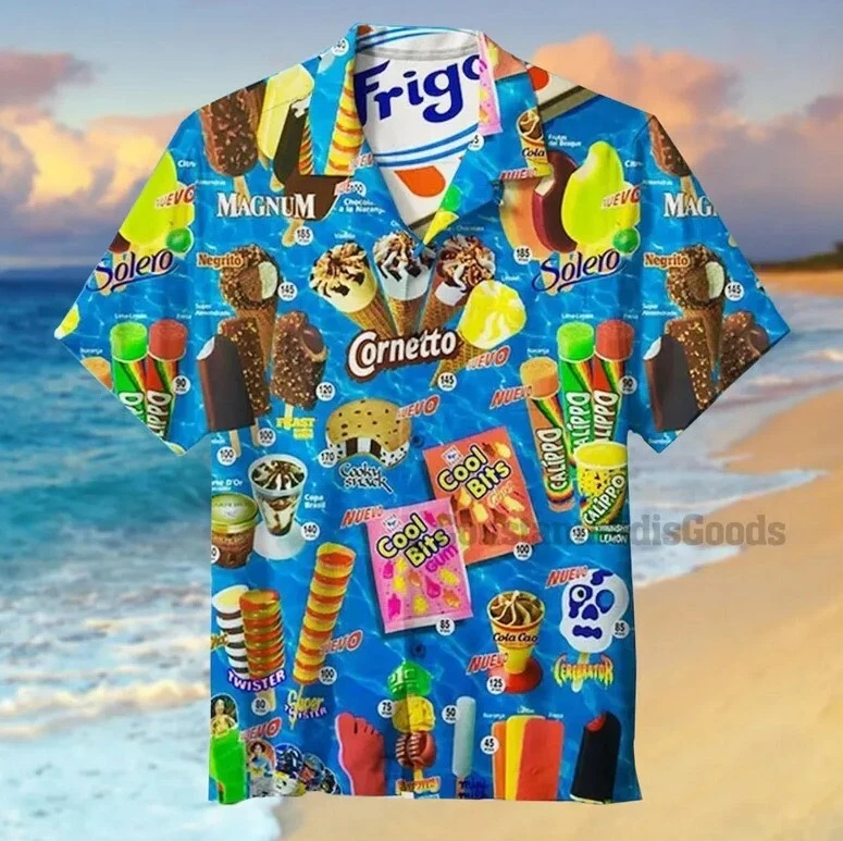 Ice Cream Shirts For Men 3d Printed Men's Hawaiian Shirt, Ice Cream Shirt