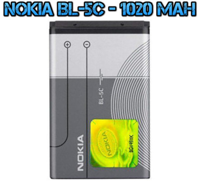 New OEM Battery BL-5C 1020 mAh Nokia 1208 1680 3100 3555 6085 6086 6670 6682 E50