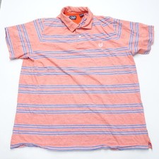 Chaps Golf Polo Shirt Men's 2XL Orange Blue Striped 100 Cotton Classic Fit