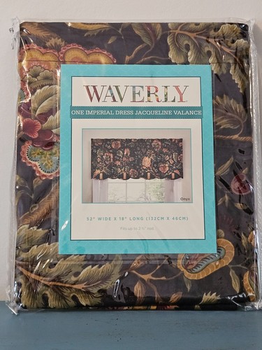 Waverly IMPERIAL DRESS Jacqueline ONYX Black Red Floral Valance Farmhouse NEW