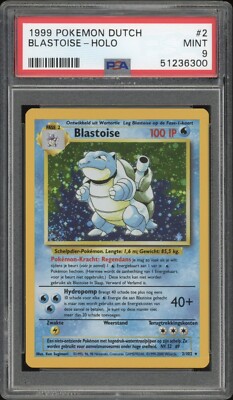 1999 Pokemon DUTCH Unlimited Base Set Blastoise Holo 2/102 PSA 9