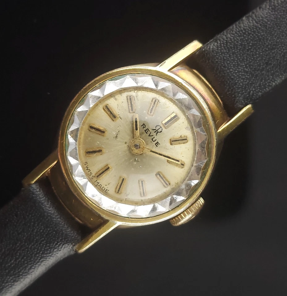 Reloj para damas WithBox funcionando vintage Revue 'Saphette' manual 'Rolled Gold Bisel' Foto 4 de 4