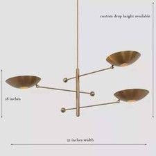 3 Light Pendant Mid Century Modern Raw Brass Sputnik chandelier light Fixture