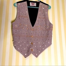 Vintage Natural Wear Textured Vest W Wood, Shells, Beads