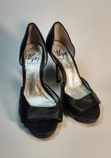 Fantastic Vintage V M Black High Heel Peep Toe Shoes SZ 35