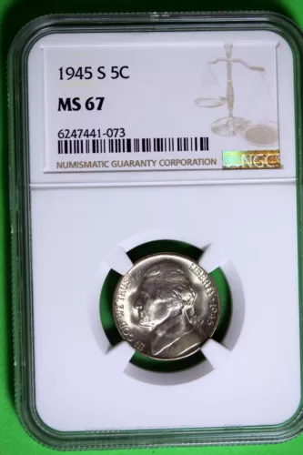 1945 - S NGC MS67 JEFFERSON NICKEL!!  #B27293