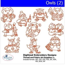 Embroidery Design Set - Owls(2) - 10 Designs - 9 Formats - USB Stick