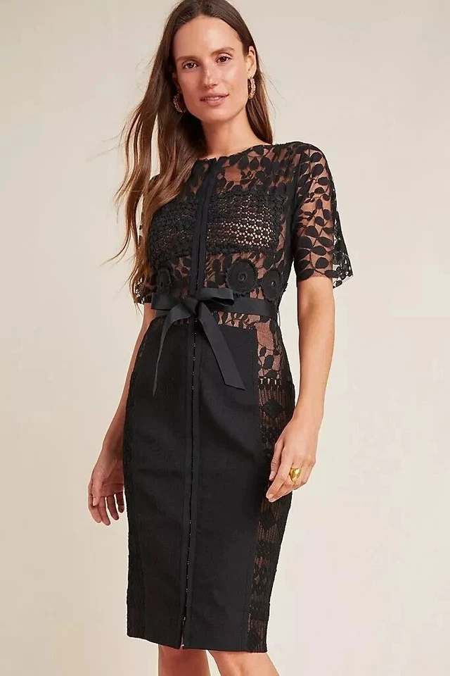 Anthropologie New  Byron Lars Carissima Sheath Dress Black Size 14P NWT - Image 2 of 4