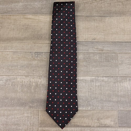 Corbata vintage Brooks Brothers 346 para hombre negra roja blanca lunares seda Italia 3,5X58